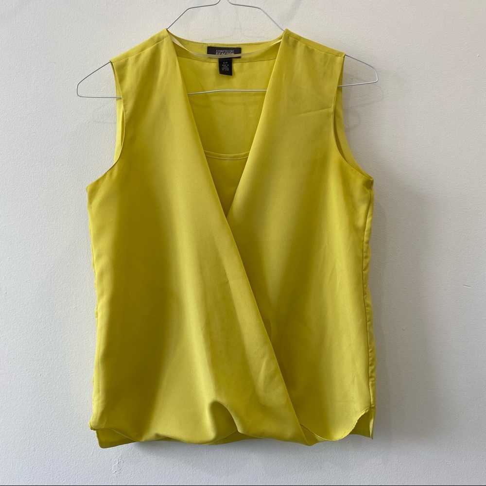 KENNETH COLE Yellow Sleeveless Draped Top
